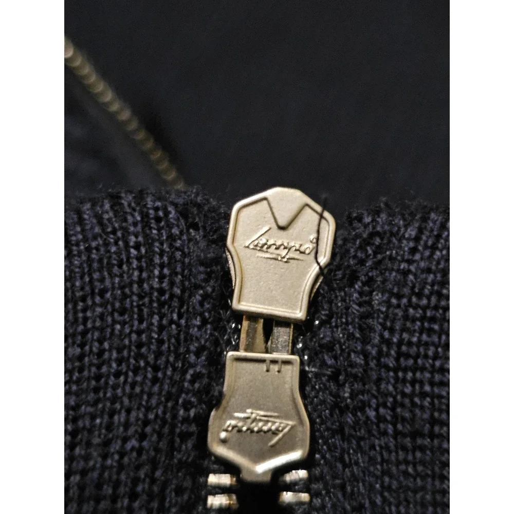 Dalmine Sweater Mens 56‎ Navy Blue Full Zip Italian Extra Fine Merino Wool Knit